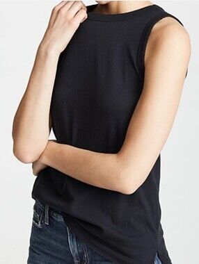 Current/Elliott Black‎ Distressed Muscle Tank Top Black Womens Size 0 XS